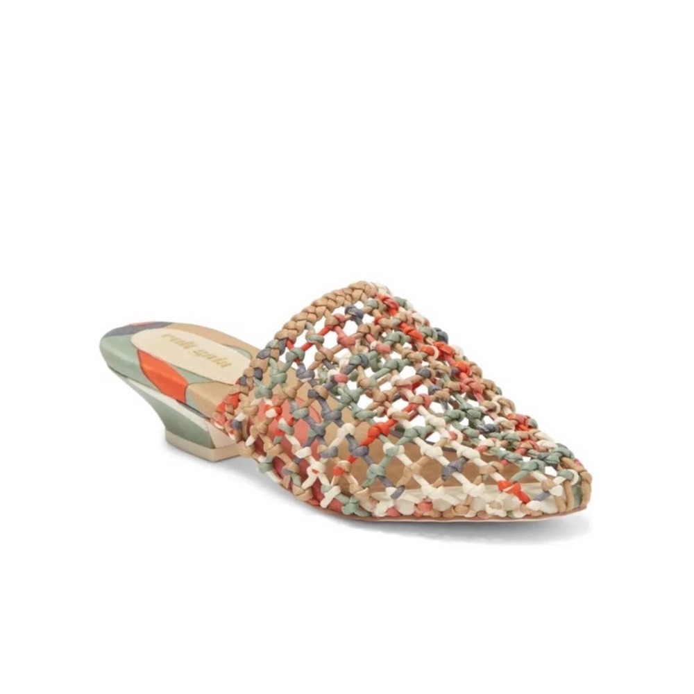 cult gaia Multicolor Woven Leather Mule - Coral, Sage, Tan